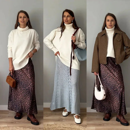 Winter Pink Turtleneck Sweaters Women Oversized Autumn Warm Women's Jumper Loose Basic White Turtleneck For Women Pullovers