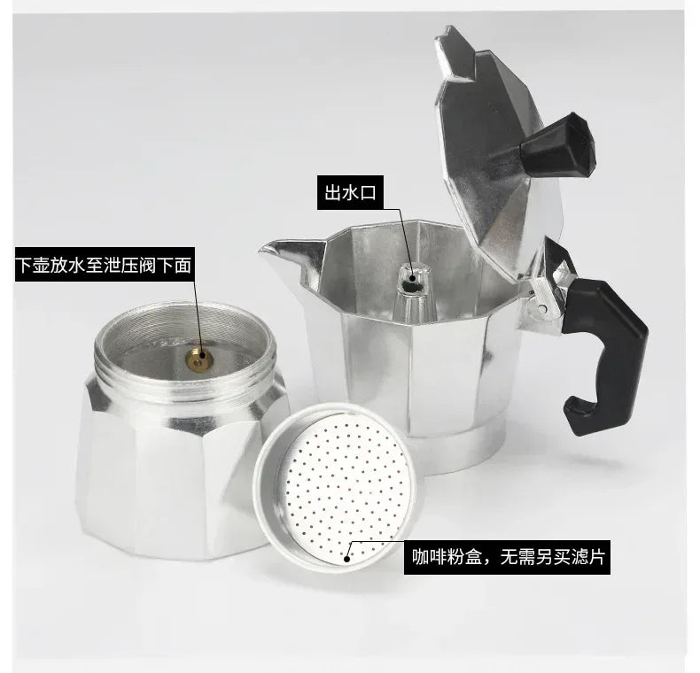 150 300 600 Aluminum Moka Pot with Electric Burner Stove Top Coffee Maker Espresso Percolator Mocha Kettle Heater Home Household
