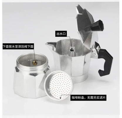 150 300 600 Aluminum Moka Pot with Electric Burner Stove Top Coffee Maker Espresso Percolator Mocha Kettle Heater Home Household