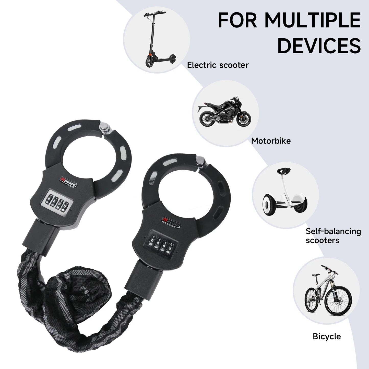 Electric Scooter Anti-Theft Handcuff Lock Bike Lock Coiled Secure Password Lock E-Scooter Prams Motorcycle Bike Accessories