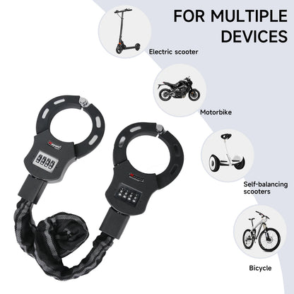 Electric Scooter Anti-Theft Handcuff Lock Bike Lock Coiled Secure Password Lock E-Scooter Prams Motorcycle Bike Accessories