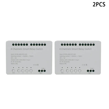 【4 Channel Smart Relay】Tuya WiFi+RF433 DIY Module AC 100-240V/DC 5-24V Alexa Remote Timer Switch for LED Light Home Automation