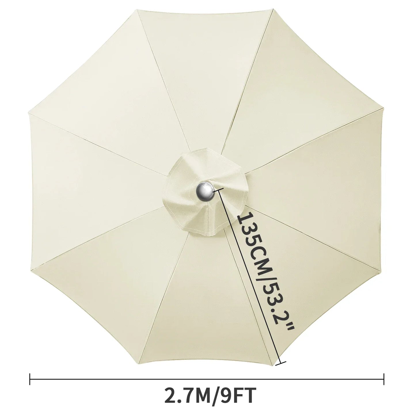 Waterproof Replacement Umbrella Cloth 2/3M Patio Parasol Cover UV-Anti Canopy Cover Replacement Parasol Cover for Balcony Garden