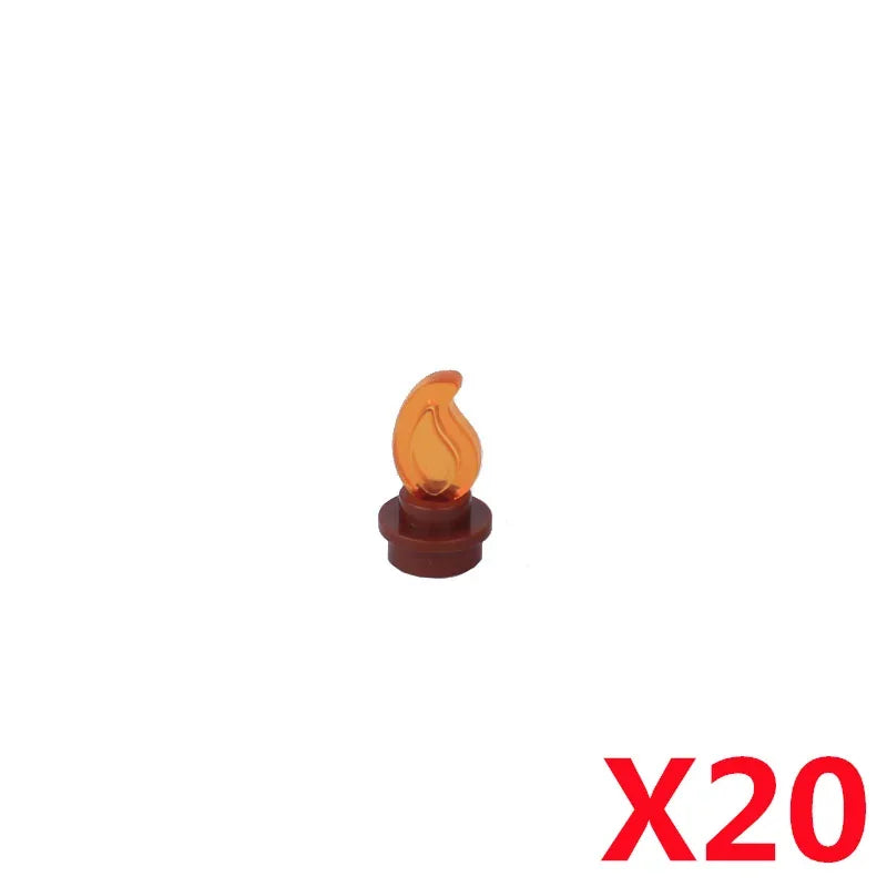 MOC Medieval Campfire Building Block Flame Wave Candle Transparent Wine Bottle Educational Toy Compatible Accessories Brick K054