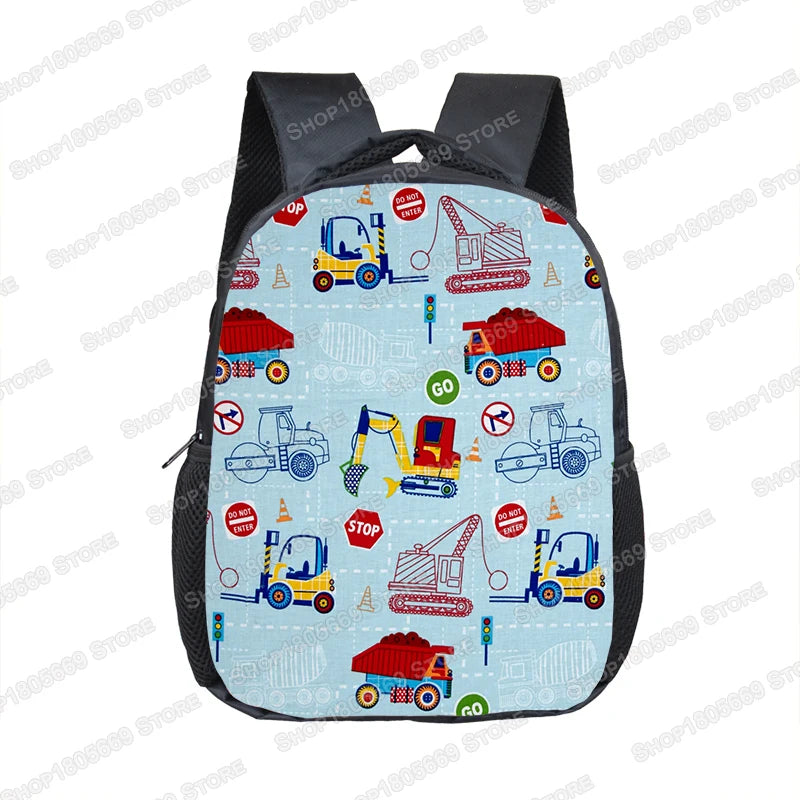 Truck/Ambulance/Car/Tractor Backpack Children's 12 Inch Kindergarten School Bag Cartoon Printing Excavator Backpack