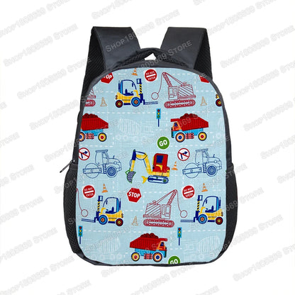 Truck/Ambulance/Car/Tractor Backpack Children's 12 Inch Kindergarten School Bag Cartoon Printing Excavator Backpack