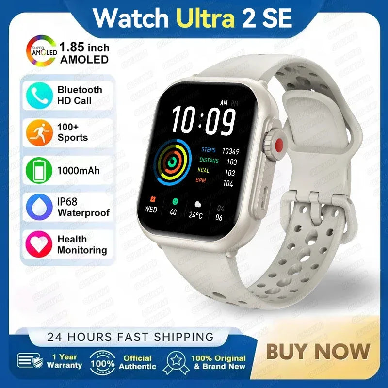 Watch Ultra 2 SE Men Women 1000mAh AMOLED Heart Rate 100+Sport Bluetooth Call GPS Track Waterproof Smart Watch For IOS Android