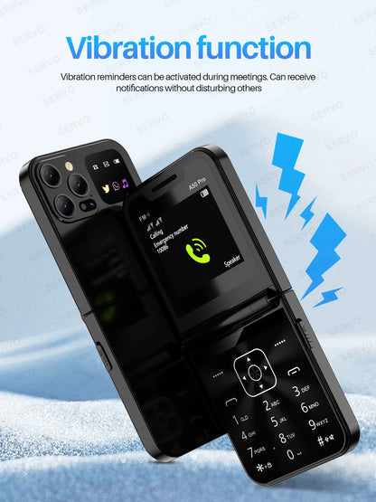 SERVO A50 PRO Flip Mobile Phone 2.4" Display Speed Dial Call Recording Blacklist 2 SIM Unlocked Foldable Cellphones New Version