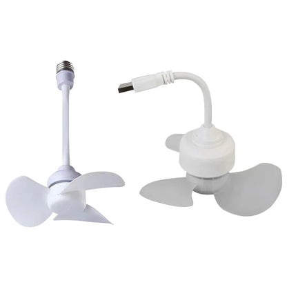 LED Mini Ceiling Fan E27 Base/USB Modern LED Ceiling Fan Hose Extender Indoor Ceiling Fan Light for Bedroom Living Room