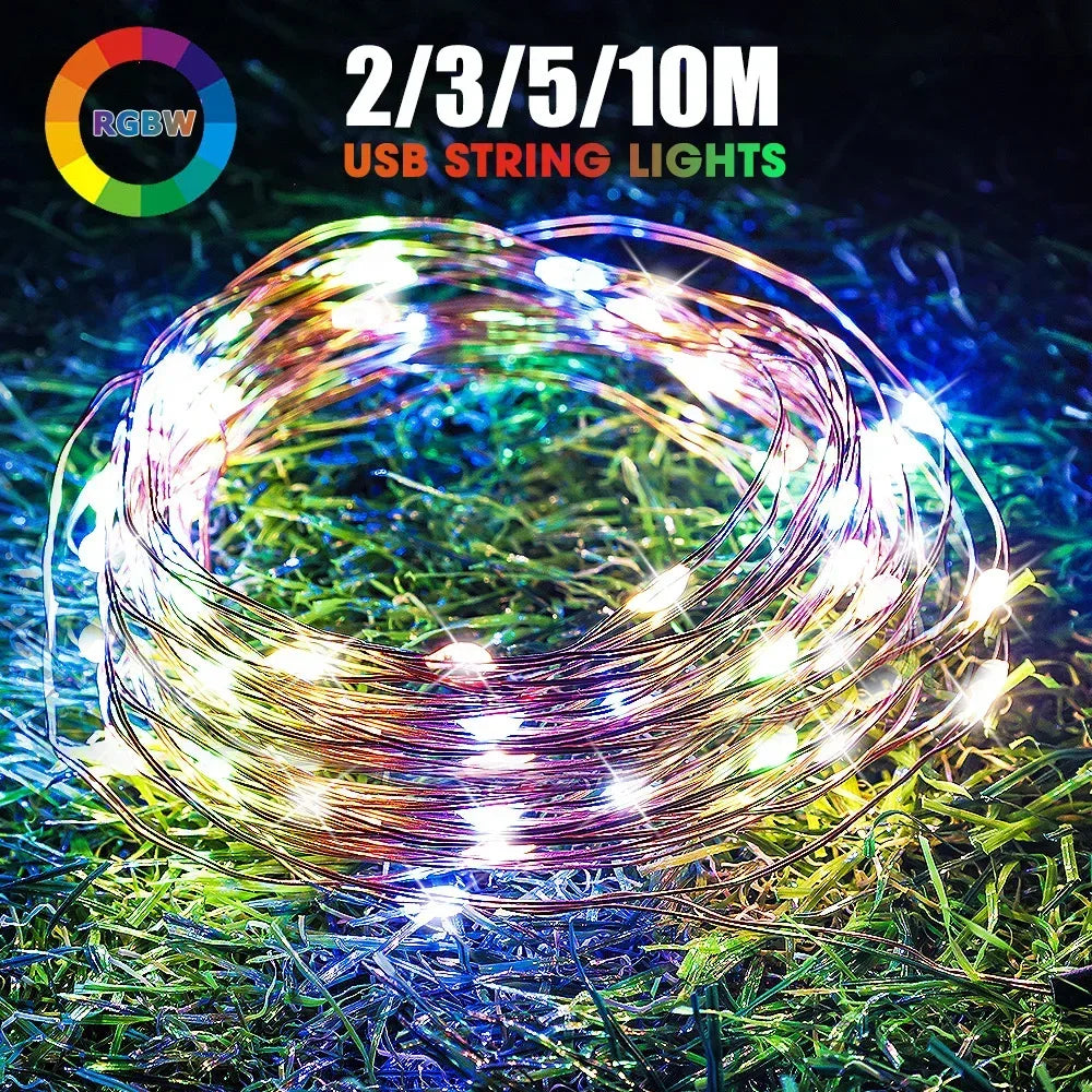 100/2M Outdoor LED String Lights Garland Waterproof Fairy Light Christmas Wedding Party Holiday Gardening Decoration USB/Battery
