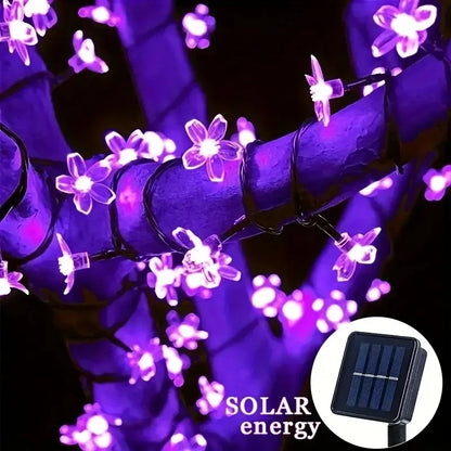 Solar Fairy String Light Sakura Garlands 5/7/12/22M Peach Flower CherryLED Lamp For Wedding Party Garden Christmas Outdoor Decor