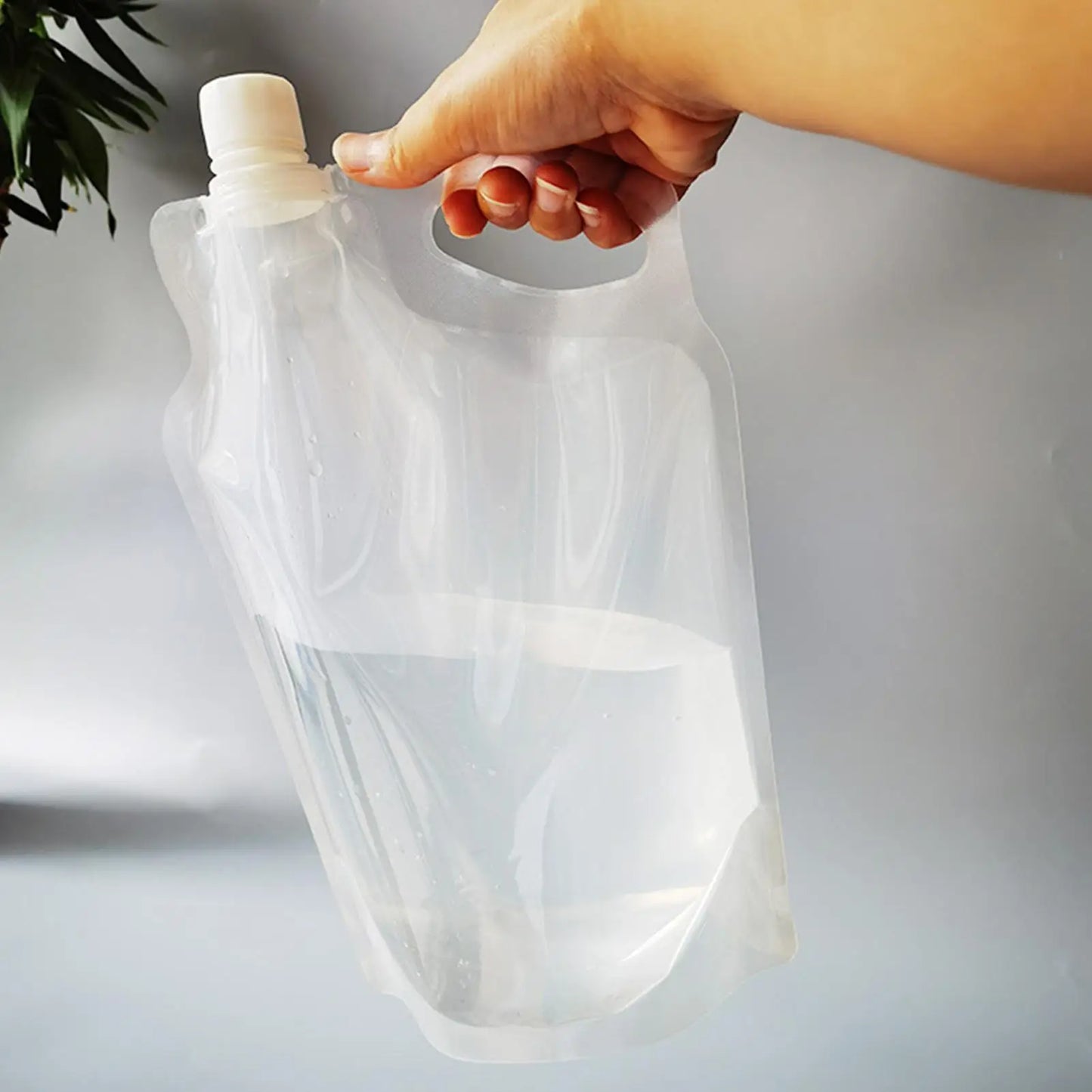 Foldable Water Bag 2L Transparent Reusable Drinking Water Container for Hiking Backpacking, Leakproof Travel Sports Bottle