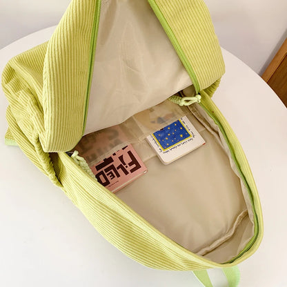 Women Schoolbag Waterproof Large Capacity School Backpack Smooth Zipper Solid Color Teens Girl Casual Daypack Bag Student Supply