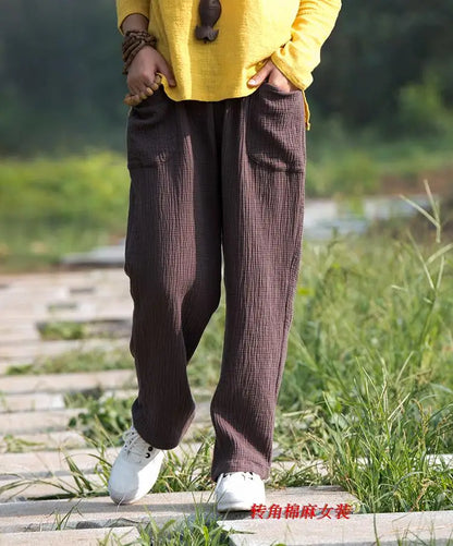 2024 Spring Women' Fashion comfortable cotton linen pants Plus size Women pleated Autumn pants with pockets 5XL 6XL pantalones