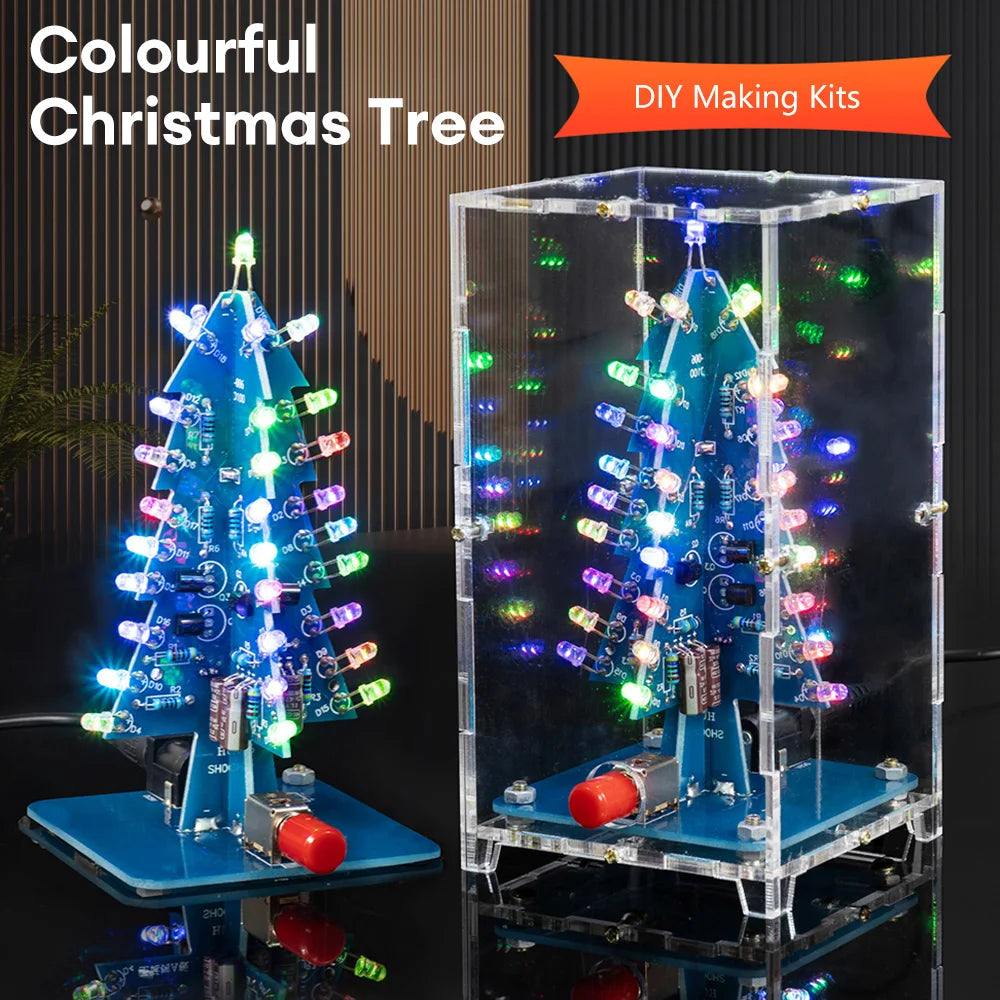 Three-Dimensional 3D Christmas Tree LED DIY Kit Colorful LED Flash Circuit Kit Electronic Fun Suite