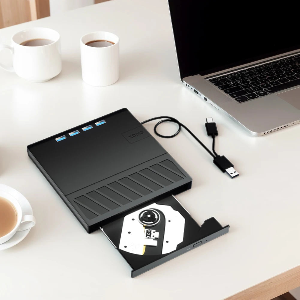 7 in 1 USB 3.0 Type C External CD DVD RW Optical Drive with SD/TF Port CD/DVD/BD -/+RW Player Burner Writer Reader for Laptop PC