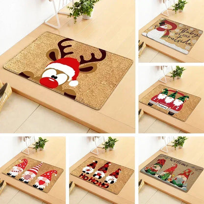 VIKAMA Merry Christmas Welcome Doormat Winter Non-Slip Rubber Backed Floor Mat for Home Indoor Outdoor Entrance Decoration