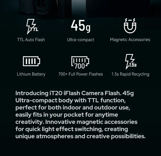 Godox iT20 R Mini Flash for Ricoh TTL Camera 6 Level Automatic Flash Output 1.5 Seconds Recycle Time
