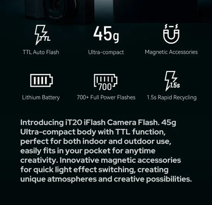 Godox iT20 R Mini Flash for Ricoh TTL Camera 6 Level Automatic Flash Output 1.5 Seconds Recycle Time