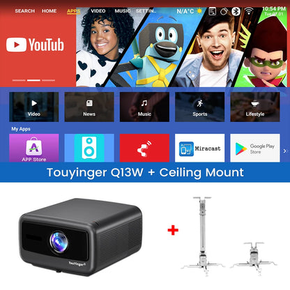 Touyinger Q13W 3800ANSI Full HD 4K Decoder Android 15 Support MEMC Smart TV Home Theater Fully Sealed Optical Projector
