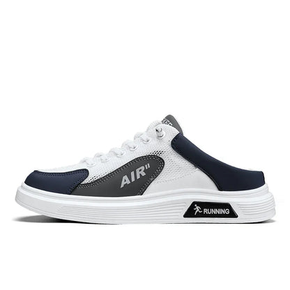 Half Slippers Men Low-top Canvas Shoes Casual Breathable Sneakers Korean Style Autumn Lace Up Casual Non-slip Trainers
