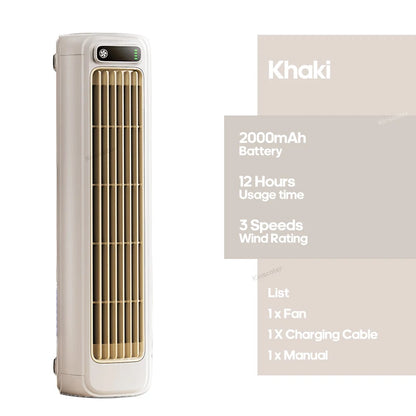 New Wall Mounted Air Conditioning Fan 2000mAh 3 Speeds Adjustable Vertical Non-drilling Circulating Fan Home Quiet Tower Fan