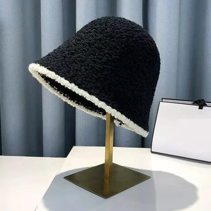 COKK Bucket Hat Women Winter Knitted Casual Keep Warm Fishing Hat Female Thick Warm Fashion Design Korean Winter Cap Gorro New