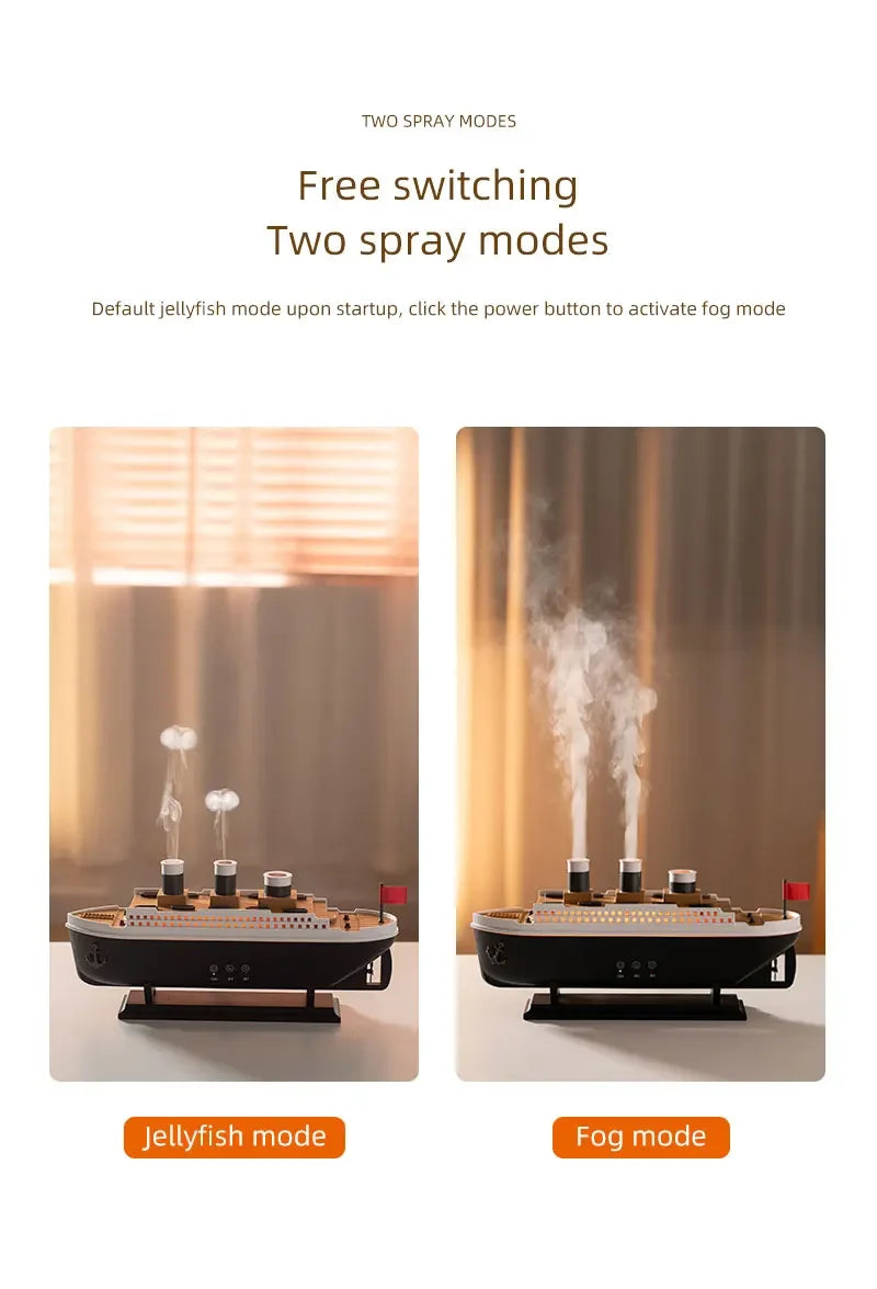 Titanic Ship Model Air Humidifier Home 250ml Remote Control Essential Oil Jellyfish Smoke Ring Spray Aroma Diffuser Humidifiers