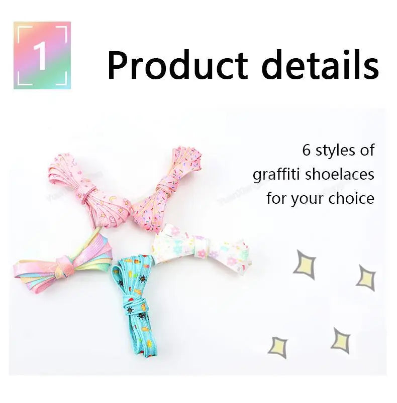 1Pair Print Shoelaces for Sneakers Quality Fabric Flat Shoe laces Fashion Girl Laces for Shoes width 0.8cm 120/140/160CM