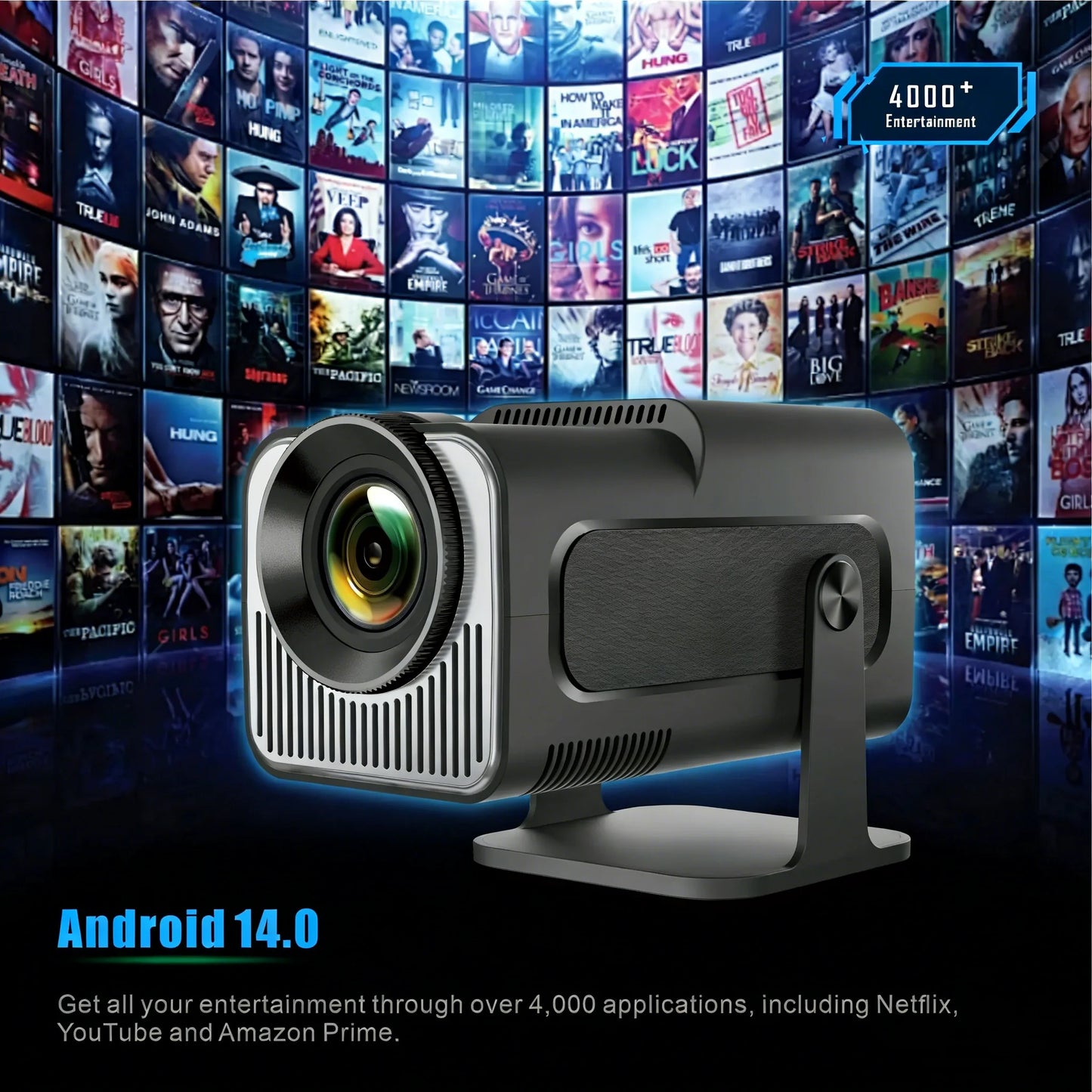 Salange HY320 MINI Android 14.0 Projector LED Beamer Home Cinema 300ANSI 720P WIFI Smart TV HD 1080P 4K Movie