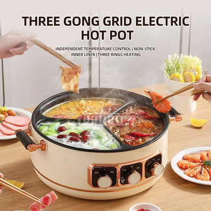 5L Electric Hot Pot High-power Cooking Electric with 3 Different Flavors Multi-functional Panela