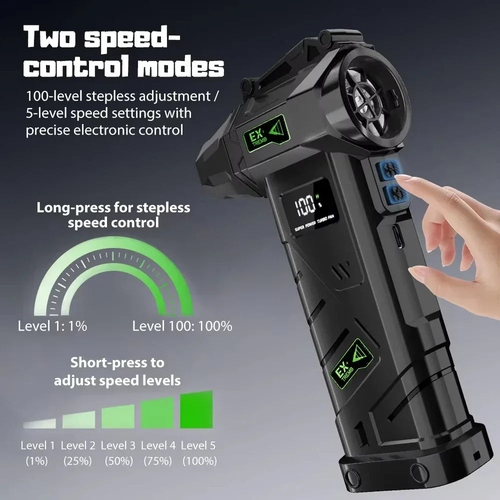New Powerful Violent Fan 990000RPM Turbo Air Blower 380G Thrust High Speed Brushless Turbo Jet Blower With LED Lighting