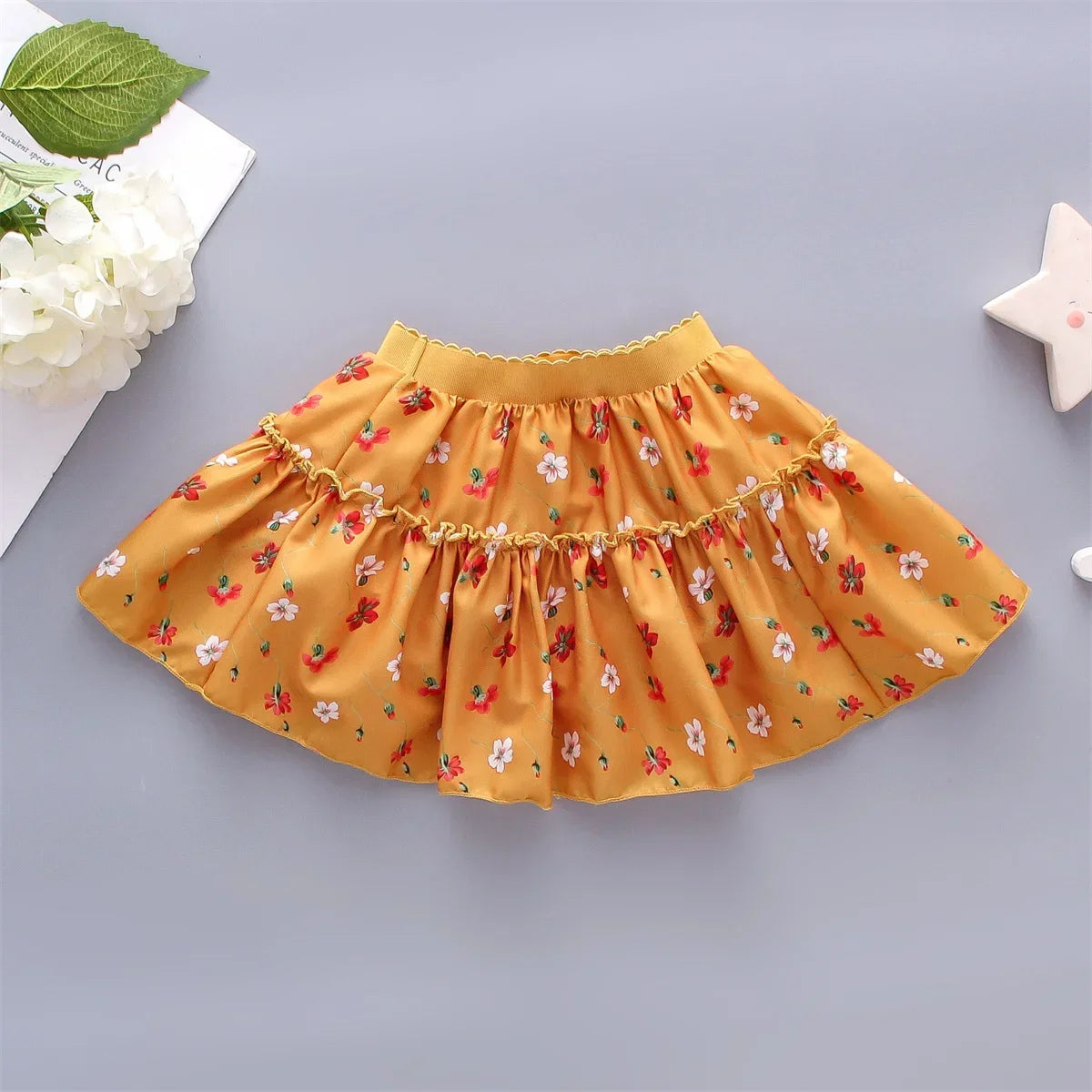 0-3 Year Old Little Girl'S Half Length Skirt  Sweet Small Floral Multi-Layer Chiffon Solid Color Loose A-Line Skirt tutu skirt