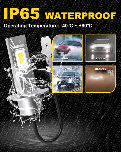 Katur 2Pcs Super LED H3 Fog Lamp Fanless H3 LED Canbus Mini Design 12V DC Car Driving Light Headlight Bulbs DRL 6000K White Bulb