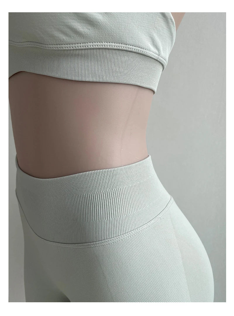 2 Pieces Yoga Gym Set Women Seamless Strappy Yoga Bra High Waist Workout Scrunch Shorts Sports Set Fitness Clothes Sportswear