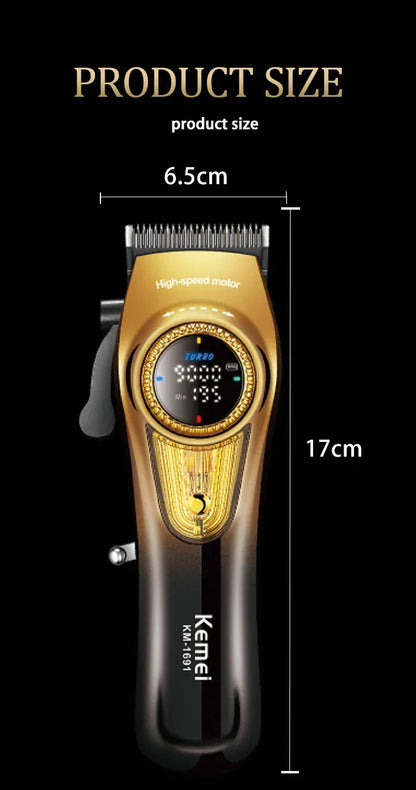 Kemei 1691  Professional Barber Cutting Machines  Rotation Speed Adjustment LED Display Men's Hair Clipper Trimmer