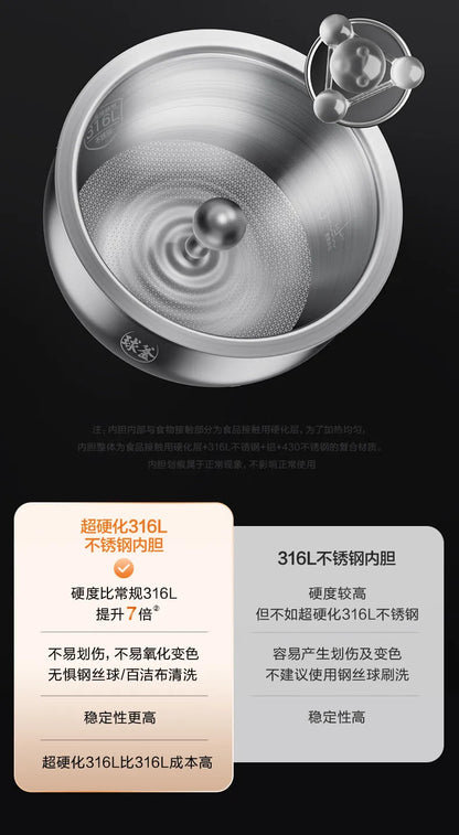SUPOR 4L IH Ball Pot Rice Cooker Titanium Uncoated Non-Stick 316L Liner For 3-8 People 220V