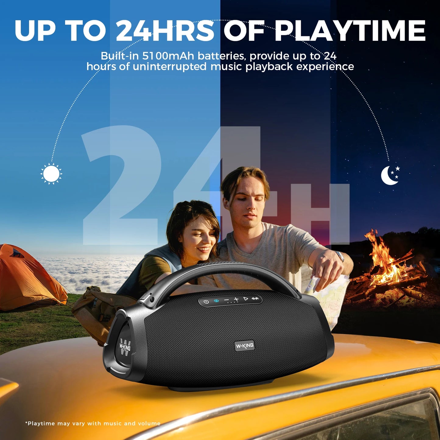 W-KING X20S Bluetooth Speaker w/Strap140W RMS Massive Bass Party Boombox IPX7 Waterproof Speaker Loud Outdoor Portable Sound Box