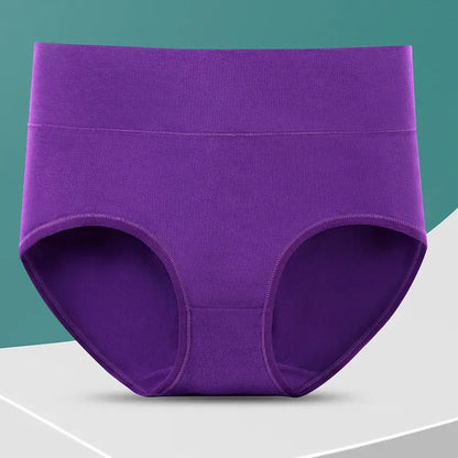 3Pcs Plus Size Women's Cotton Underwear High Waisted Tummy Control Panties Full Coverage Briefs Jacquard Ladies Panty L-5XL