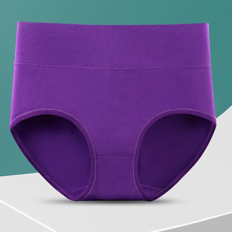 1Pcs Plus Size Women's Cotton Underwear High Waisted Tummy Control Panties Full Coverage Briefs Ladies Panty L-5XL