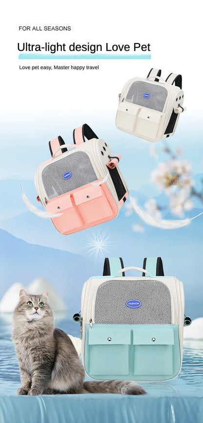 Pet Backpack Outdoor Large Cat Backpack Cat Transporter Breathable Foldable Carrying Bag Backpack Cat And Small Dog Supplies