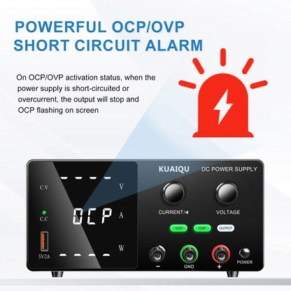 KUAIQU High Precision 30V10A Adjustable DC Stabilized Power Supply, Laboratory Specific Digital Display Power Supply, Aging Test