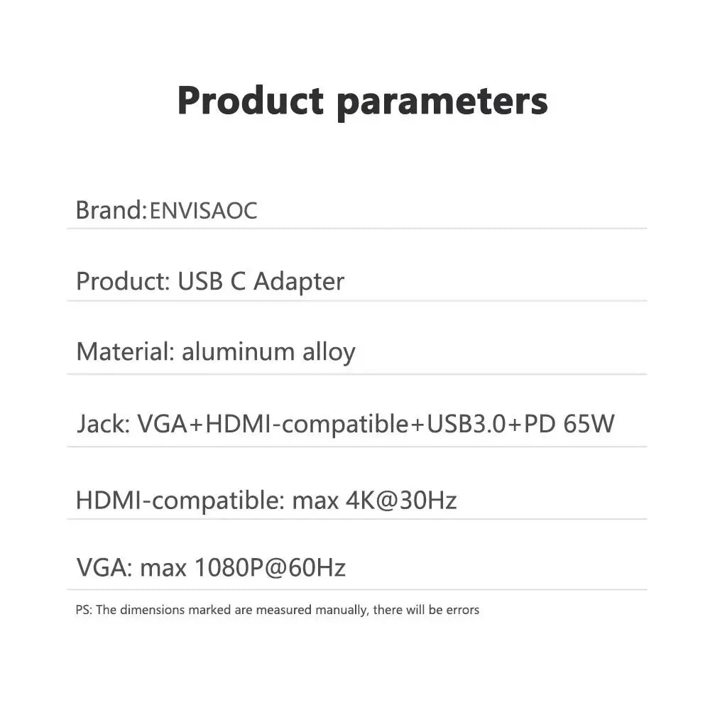 USB C HUB Adapter 4-in-1 with USB 3.0 HDMI VGA for MacBook Nintendo Samsung Huawei Xiaomi Laptop Desktop Computer