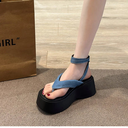 Summer Women Platform Wedges Heel Sandals Fashion Clip Toe Ladies Elegant Party Dress Gladiator Sandalias