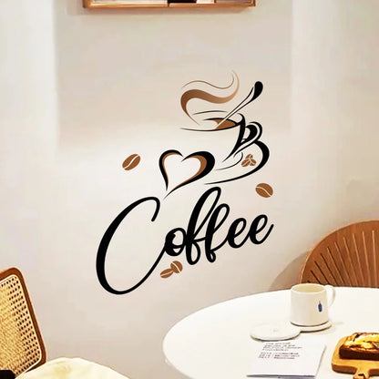 Creative Coffee Cup Wall Stickers Living Room Restaurant Decoration Mural Cafe For Kitchen Home Decor Self-adhesive Wallpaper