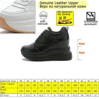 Fujin 10cm 4 inch Platform Wedge Sneakers Chunky Shoes Genuine Leather for Women Summer Shoes Autumn Walking Sneakers Fashion