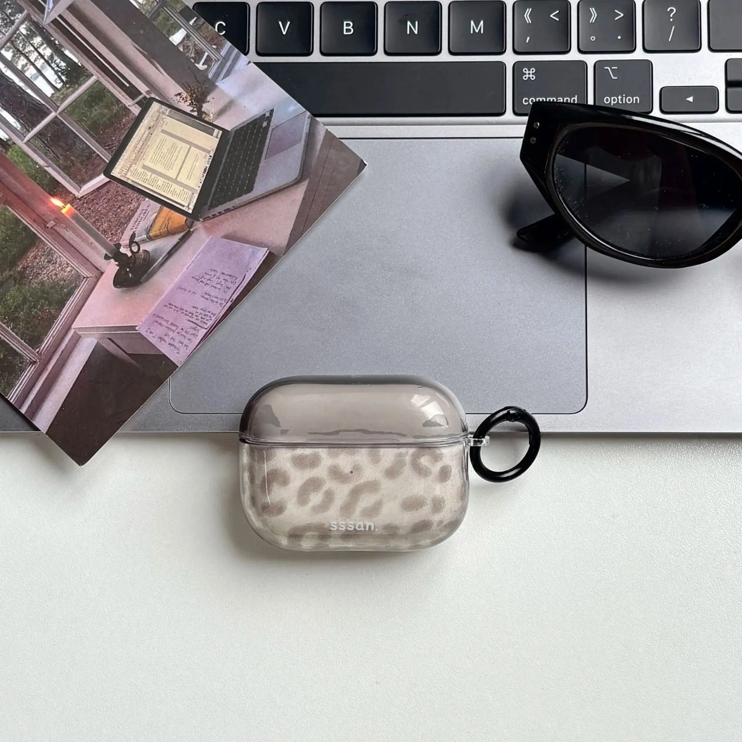 Simple Chic Transparent Grey Leopard Print Pattern Protective Earphone Case Cover for AirPods 1 2 3 4 Pro Pro2 Pro3