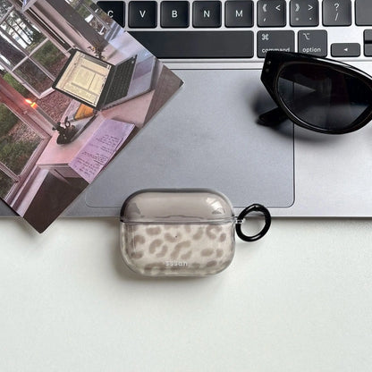 Simple Chic Transparent Grey Leopard Print Pattern Protective Earphone Case Cover for AirPods 1 2 3 4 Pro Pro2 Pro3
