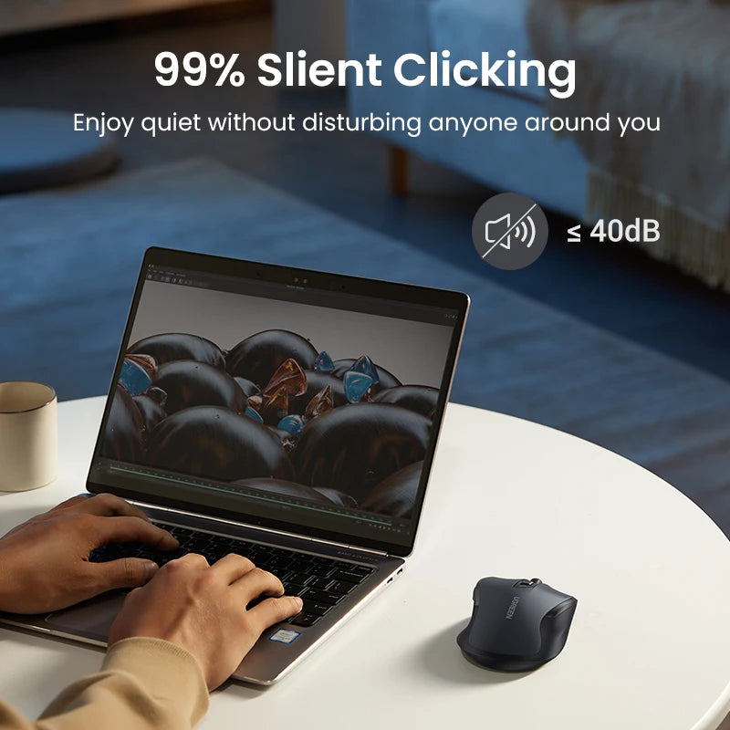 UGREEN Ergonomic Mouse, 6-Button Wireless 2.4G Bluetooth Dual Mode, 5-Level 4000 DPI Adjustable , Silent Click for PC Laptop