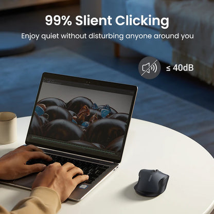 UGREEN Ergonomic Mouse, 6-Button Wireless 2.4G Bluetooth Dual Mode, 5-Level 4000 DPI Adjustable , Silent Click for PC Laptop
